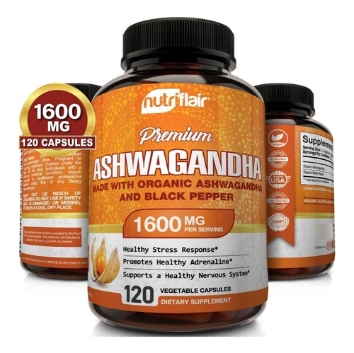 Ashwagandha 1600mg C/ 10 Mg Extracto De Pimienta Organica Us