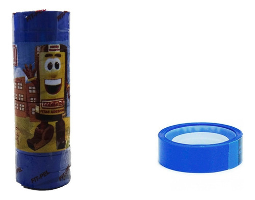 Fita Adesiva 12x10 Durex Colorido Azul Pacote Com 10