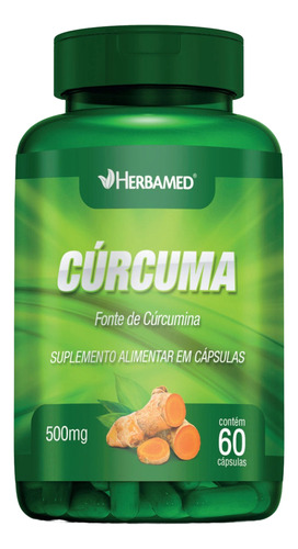 Curcumina Herbamed Cápsulas Linha Verde 180 Uni. 3 Potes 60 Sabor Sem Sabor