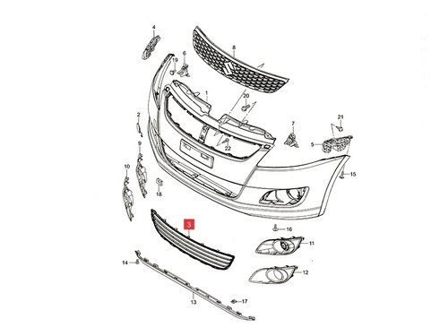 Rejilla Central Parachoque Delantero Suzuki Swift 2011-15 Gl