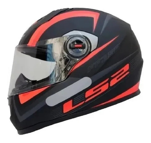 Capacete Fechado Ls2 Ff358 Sigma Preto Laranja Fosco