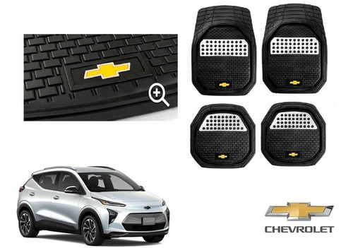 Tapetes 4pz Charola 3d Logo Chevrolet Bolt Euv 2021 A 2023