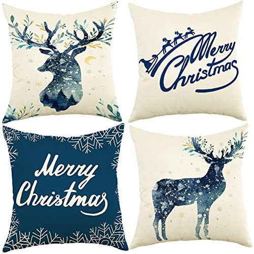 Funda De Almohada Navidad Trineo De Renos, 18 X 18 PuLG...