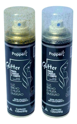 2 Glitter Prata E Dourado Spray P/ Maquiagem Corpo Cabelo