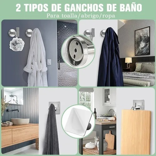 Imagen 5 de 10 de Juego De Accesorios De Baño Plata Mate, 7 Piezas
