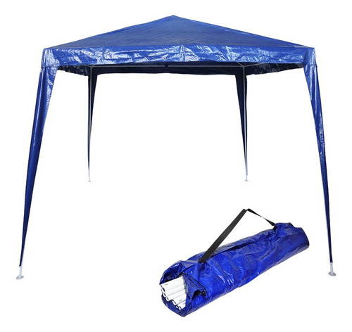 Tenda Gazebo Desmontável 2,4x2,4 Barraca Praia Azul C/ Bolsa