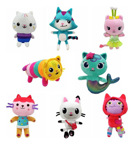 Juego Adornos Para Niños Gatos Peluche Casa Muñecas 8 Piezas