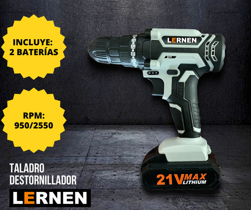 Kit Taladro Destornillador Inalámbrico 21v + 2 Baterías Color Gris