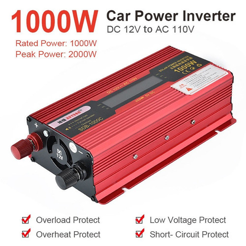 Inversor De Corriente 1000w Nom. 2000w Pico De 12v A 120v