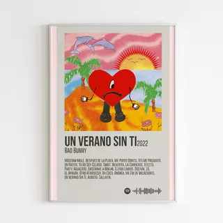 Poster Bad Bunny Un Verano Sin Ti Con Código Spotify 40x27cm