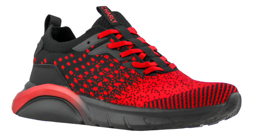 Tenis Caballero Deportivo Running Ligeros Charly 1086396 Negro/rojo