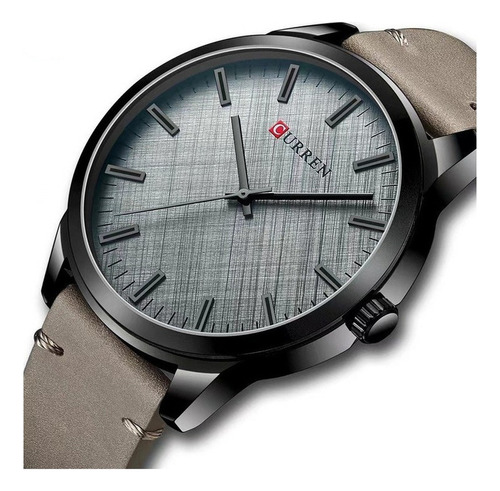 Relojes analógicos de cuero de cuarzo casuales Curren 8386 con bisel negro/gris