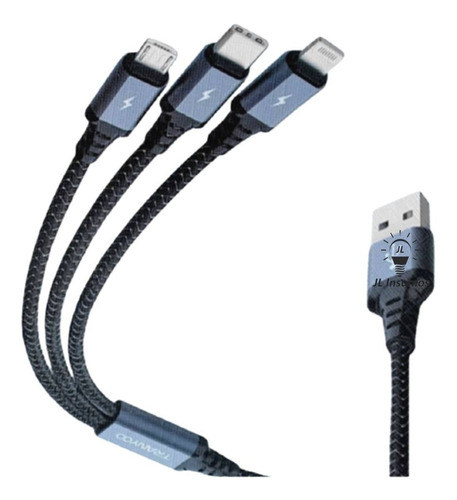 Cable Cargador Celular 3x1 Tipo C + V + Para iPhone T-xs6