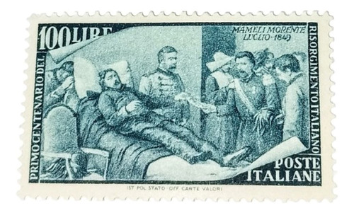 Estampilla Italia Risorgimento 100 Liras Mamelli Yt. 529