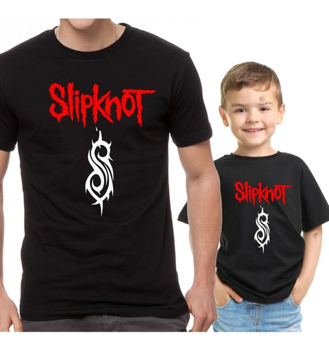 Dos Poleras Unisex Padre, Madre E Hijo Moda Bandas Slipknot