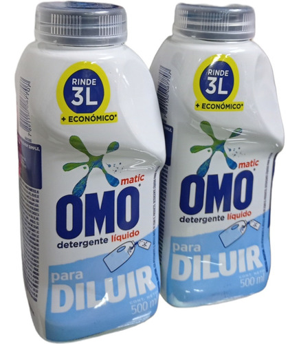 Pack X2 Omo Detergente Liquido Para Diluir 500ml Rinde 3lts