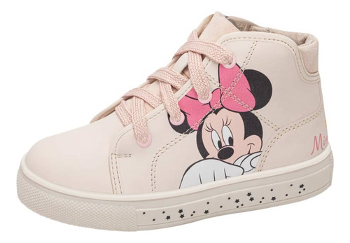 Tenis Tipo Botin Casuales Con Estampado De Minnie De Niña