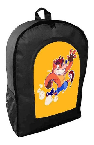 Mochila Negra Crash Bandicoot Adulto / Escolar A25