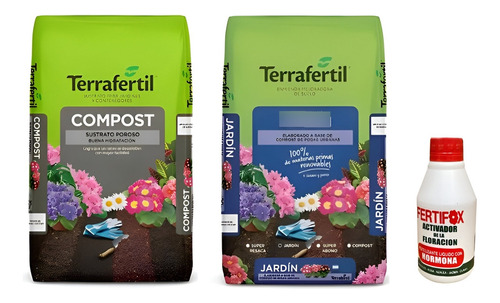 Combo Terrafertil Jardín Compost 20l+fertifox 200c Valhalla