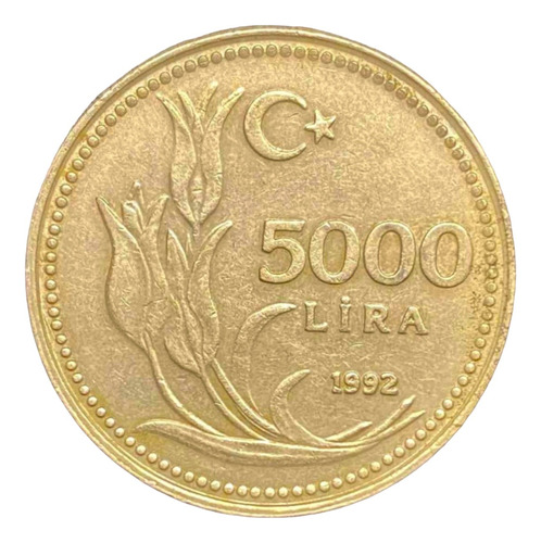 Turquia - 5.000 Liras - Año 1992 - Km #1025 - Media Luna