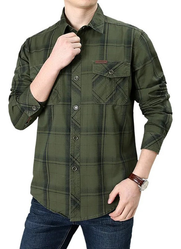 Ropa Militar Para Hombre, Camisa A Cuadros, De Ocio, Algodón