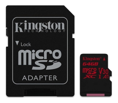 Micro Sd Kingston 64gb 4k 100mb/s V30 A1 Con Adaptador Origi