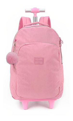 Mochila Tactel De Rodinha Up4you Rosa Luxcel