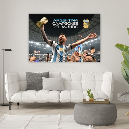 Vinilo Mural Argentina Campeon Mundial Messi 150 X 100 Cm