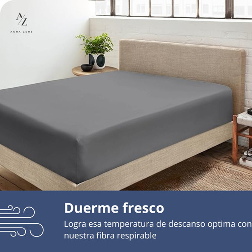 Sabana Bajera Ajustable Elasticada Hilos Suave Gris 2 Plazas Aura Zeus