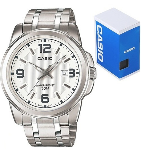 Reloj Casio Mtp1314 Cara Blanca Acero Inoxidable 50 M