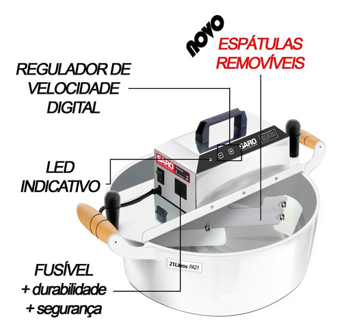 Imagem 3 de 6 de Panela Para Mexer Doces Alumínio 21 Lts Eletrica Tao