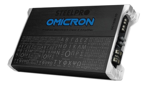 Imagen 2 de 4 de Amplificador para carros, pickups & suv Steelpro Ómicron OC-1650.1D clase D con 1 canal y 1600W negro/plata