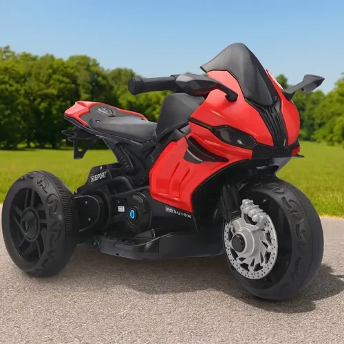 Mini Moto Elétrica Infantil Brinq Kids 6V Vermelha com Pedal e Luz LED