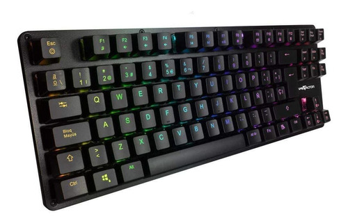 Imagen 3 de 3 de Teclado gamer Game Factor KBG500 QWERTY Outemu Blue español España color negro con luz RGB