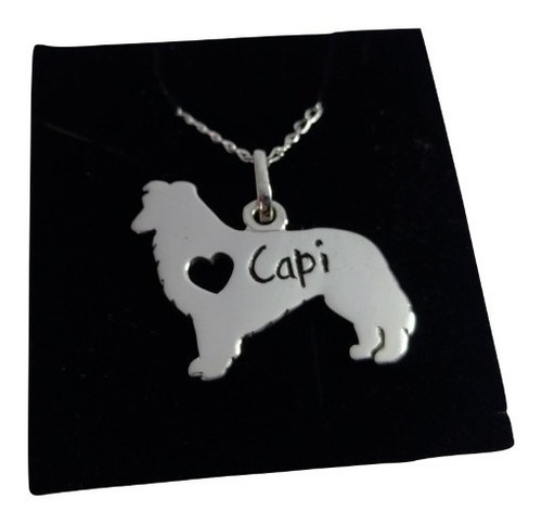 Dije Perrito Border Collie Personalizado. Plata .925