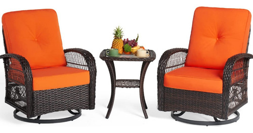 Juegos De 3 Muebles Para Patio Mecedoras Naranja Marca Aoxun