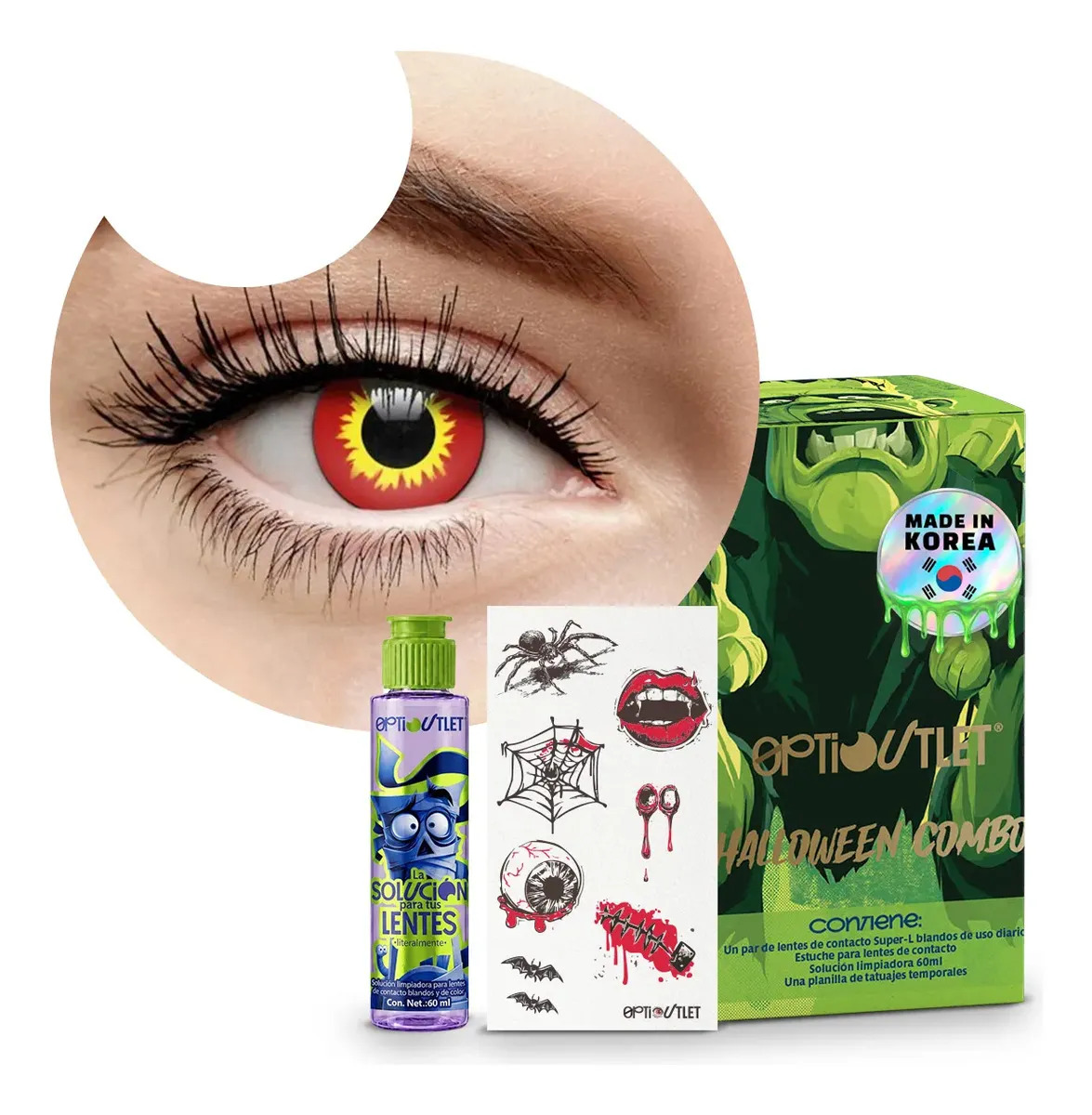 Pupilentes De Fantasía Rojo Fuego Salvaje Rengoku Demon Slayer, Cosplay De Vampiro, Zombie, Ojos De Terror Y Fantasía, Alta Definición Y Calidad Para Fiestas (042)