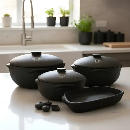 Kit 3 Panelas De Barro Capixaba 3,4,6 Lt  +travessa P 32 Cm Preto