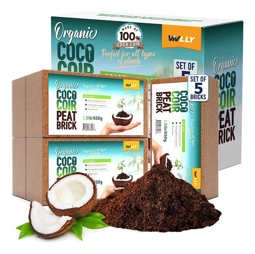 Coco Comprimido, Paquete De 5 Ladrillos Orgánicos De F...