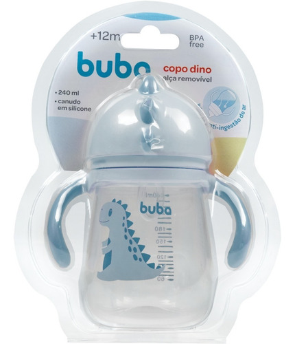 Imagem 6 de 8 de Copo Com Canudo Infantil De Transição 240ml Alça Dino - Buba