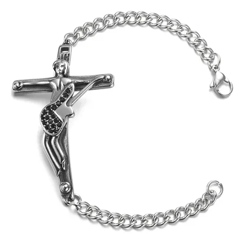 comprar Pulsera Cruz Acero Regalo Esclava Guitarra Hombre Mujer