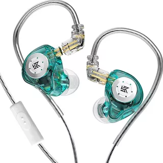 Audífonos in-ear gamer Alámbricos KZ Gamer EDX Pro con micrófono verde con luz cristal