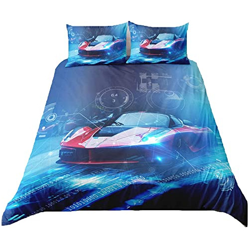 Juego De Ropa De Cama De Coche De Carreras Tamaño Quee...