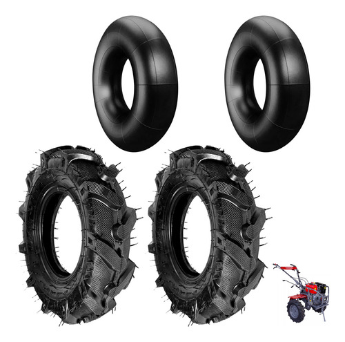 2 Pneus De Motocultivador Câmaras 12 Pol A Branco Z40