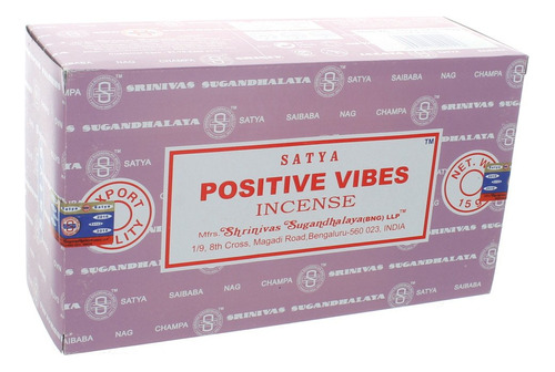 Satya Nag Champa Positive Vibes - Varillas De Incienso, 12 U