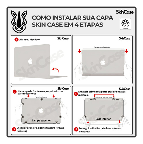 Capa Para Macbook Air 13.6 Com Chip M4 M3 M2 2022 Até 2025+