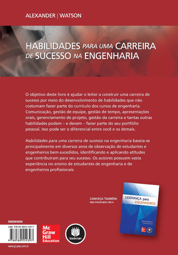 Habilidades para uma Carreira de Sucesso na Engenharia, de Alexander, Charles K.. Editorial AMGH EDITORA LTDA.,McGraw-Hill Companies, Inc., capa mole em português, 2014