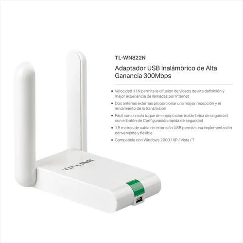 Tarjeta Red Inalambrica Con Antena Wifi Usb 300 Mts 150mbps