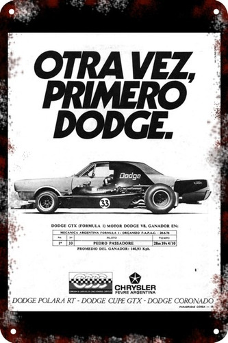 Poster Carteles Antiguos De Chapa  60x40cm Dodge Au-212