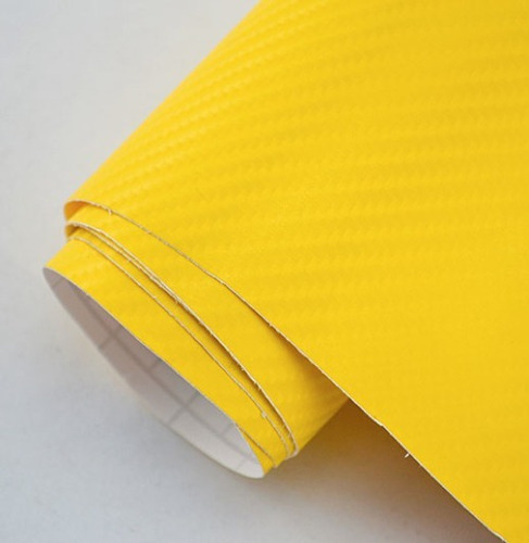 Vinyl Wrapping Fibra De Carbono 3d 1.52m X 1m Amarillo